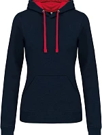 Kariban K 465 Dámská mikina s kontrastní kapucí 20.K465 navy/red