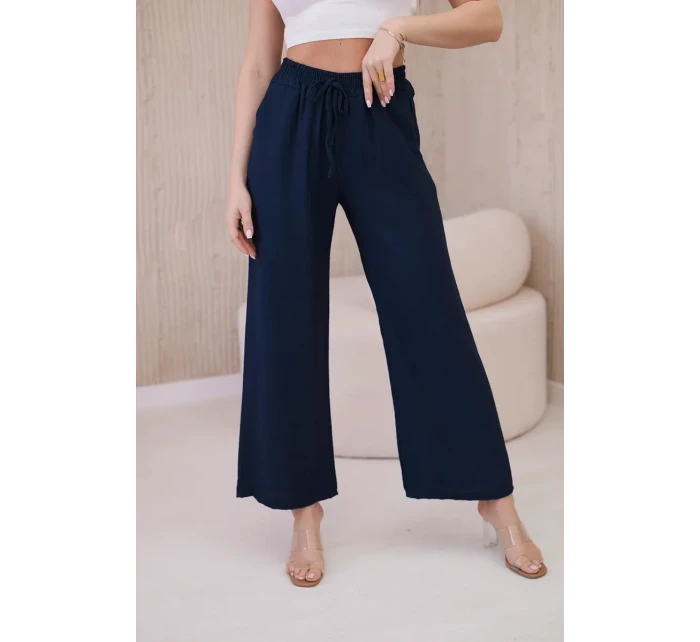Viskózové kalhoty se širokými nohavicemi Námořnická modř Viskózové kalhoty se širokými nohavicemi Námořnická modř