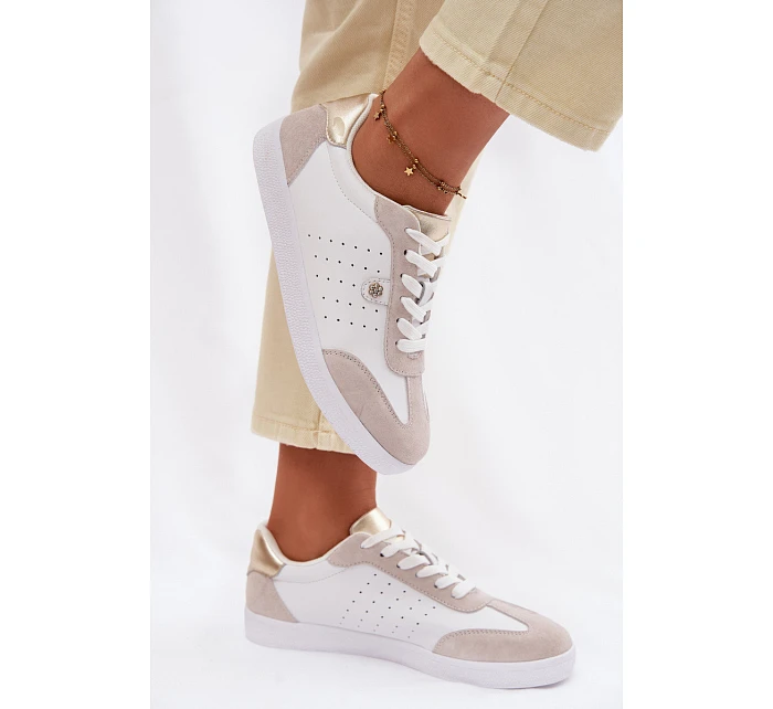 Dámské tenisky z pravé kůže LR61-7091 Bílé Dámské tenisky z pravé kůže LR61-7091 Bílé