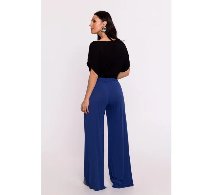 model 19670629 Viskózové kalhoty s elastickým pasem modré - BeWear