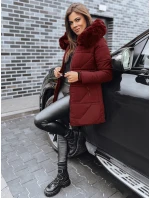 Dámská prošívaná bunda s kožešinou vínová FashionStreet TY5396