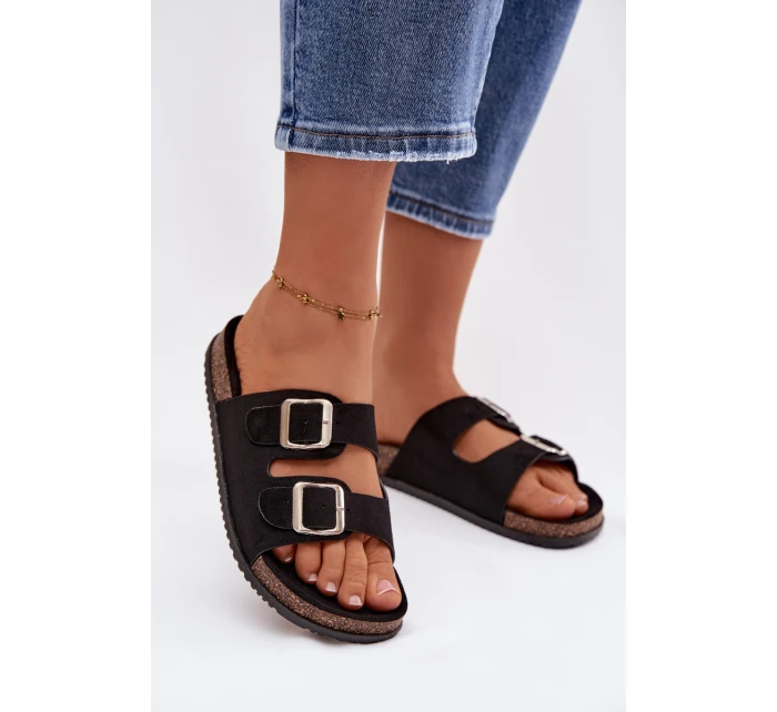 Dámské pantofle s přezkami Černé model 21943297 - Boto