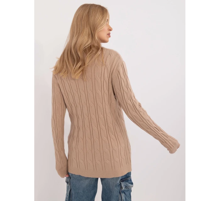 Sweter AT SW model 20463681 camelowy - FPrice Sweter AT SW model 20463681 camelowy - FPrice