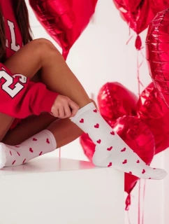 Dámské ponožky s drobnými srdíčky – bílé