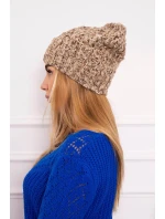 Fleecová čepice tmavě béžová model 18750839 - K-Fashion Fleecová čepice tmavě béžová model 18750839 - K-Fashion
