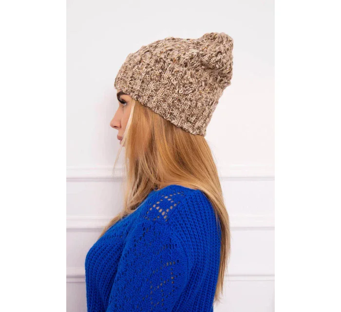 Fleecová čepice tmavě béžová model 18750839 - K-Fashion Fleecová čepice tmavě béžová model 18750839 - K-Fashion