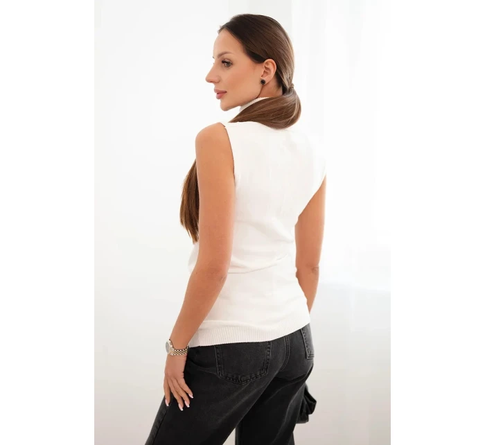 Dámská viskózová model 21407215 blůza s rolákem ecru - K-Fashion