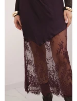 Dámská viskózová sukně s krajkou švestková Dámská viskózová sukně s krajkou švestková