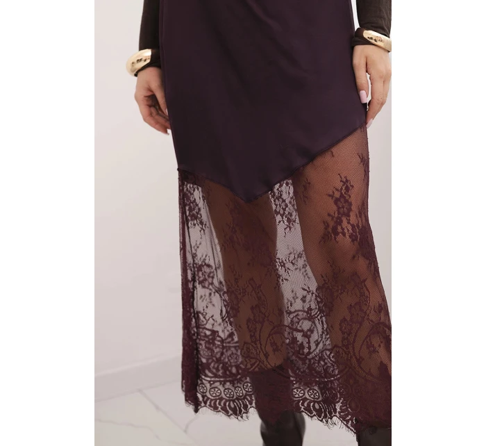 Dámská viskózová sukně s krajkou švestková Dámská viskózová sukně s krajkou švestková