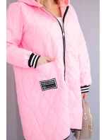 Dámská bunda Plus Size prošívaná s kapucí a manžetami růžová model 21911642 - K-Fashion