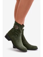 Dámské Botky Na Zip S Dekorativním Detalem Eko Semišové Zelené model 21668042 - Boto