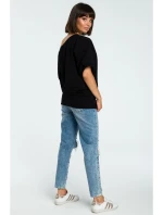 B079 Halenka nadměrné velikosti se zavinovacími detaily - černá B079 Halenka nadměrné velikosti se zavinovacími detaily - černá