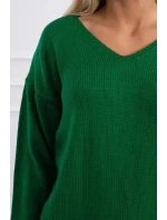 Svetr S202-15 s výstřihem do V zelený - Kesi Svetr S202-15 s výstřihem do V zelený - Kesi