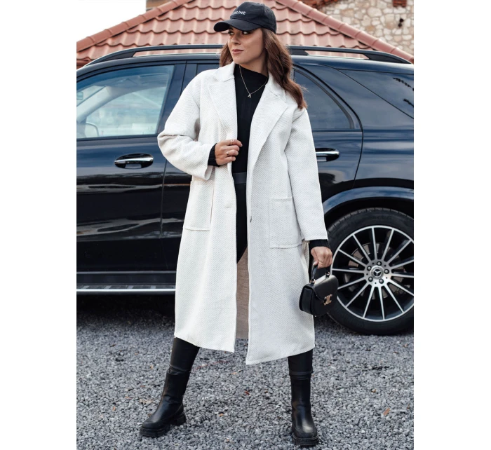 Dámský oversize dlouhý kabát AVELINNI ve tvaru rybí kosti béžový FashionStreet NY0700