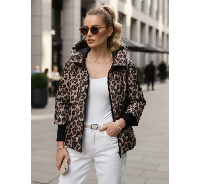 Dámská přechodná bunda v leopardí béžové barvě FashionStreet TY5549