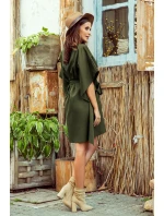 SOFIA - Dámské motýlkové šaty v khaki barvě 287-13