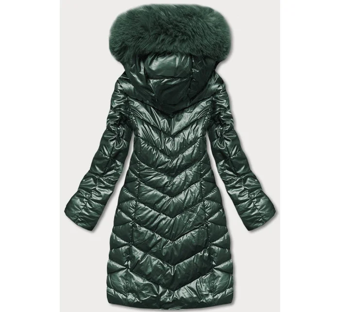 ZIMOWA KURTKA DAMSKA Z KAPTUREM ZIELONA model 21244651 - YES!PINK