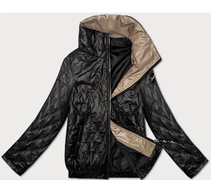 Krátká černá dámská bunda se lemem na spodním  model 20833108 - S'WEST