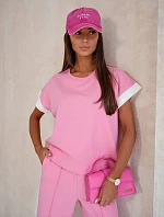 Sportovní souprava s kontrastními vložkami růžová (VE99)