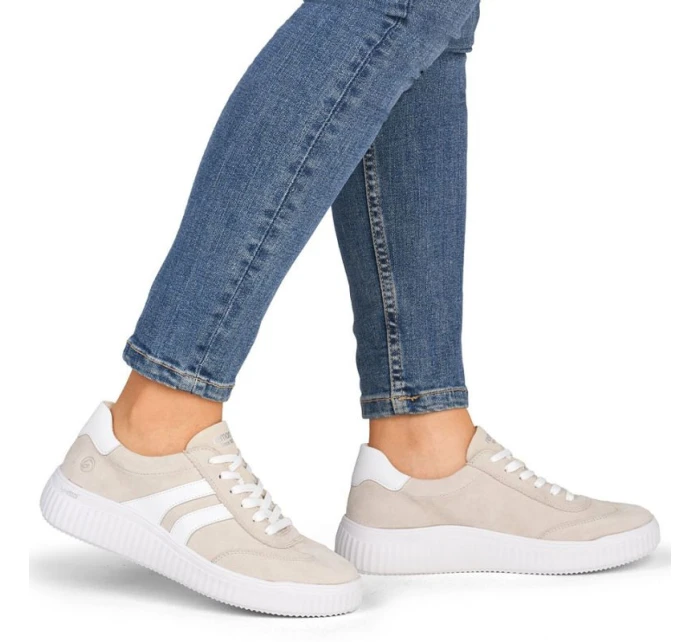 Kožené polobotky Remonte Rieker D3E00-60 béžové barvy