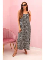 Dámské šaty na ramínka s model 21117271 vzorem černý - K-Fashion