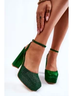 Dámské sandály třpytivé na podpatku model 21597005 - Boto Dámské sandály třpytivé na podpatku model 21597005 - Boto