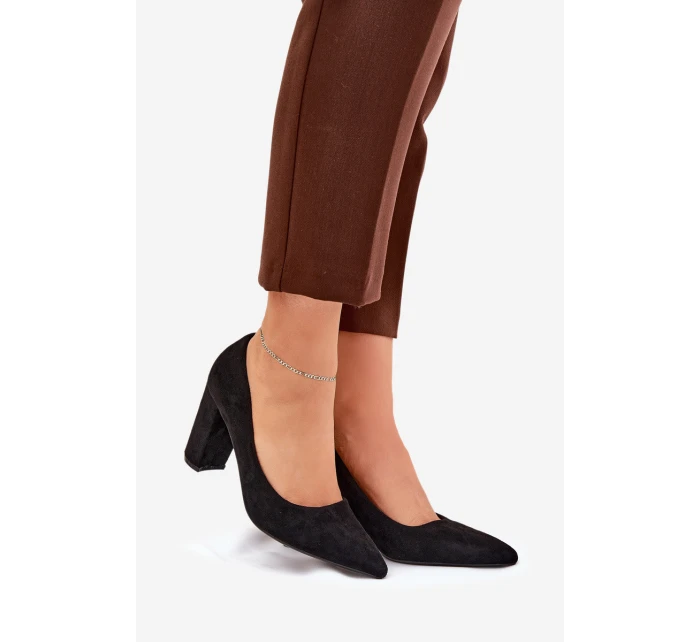 Eko Semišové Lodičky Na Podpatku Černé model 21690591 - Boto