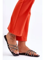 Dámské Šněrovací Sandály S Proužky A Džety Černé Leomi Dámské Šněrovací Sandály S Proužky A Džety Černé Leomi