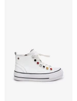 Dámské vysoké kožené trampky GOE – bílé