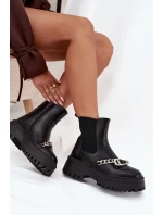 Dámské kotníkové boty Marvella na platformě s řetízkem – černé