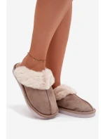 Dámské pantofle s kožíškem – khaki Carisse Dámské pantofle s kožíškem – khaki Carisse