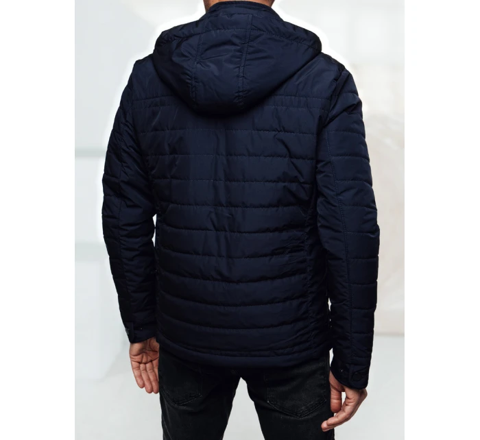 Pánská přechodná prošívaná bunda s kapucí tmavě modrá FashionStreet TX5008