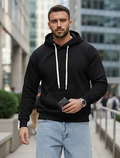 Pánská klokaní mikina s kapucí černá FashionStreet BX5952