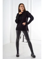 Svetr model 18970335 přes hlavu s módní vazbou černý - K-Fashion Svetr model 18970335 přes hlavu s módní vazbou černý - K-Fashion