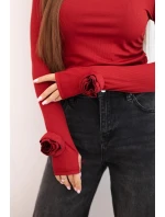 Dámská pruhovaná blůza s nařasením na boku bordová