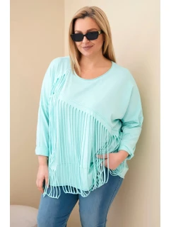 Dámská bavlněná blůza Plus Size s třásněmi mátová