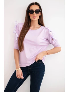 Dámská viskózová blůza s ozdobnými stuhami světle fialová