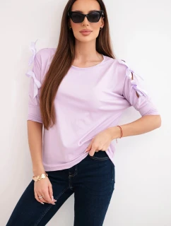 Dámská viskózová blůza s ozdobnými stuhami světle fialová