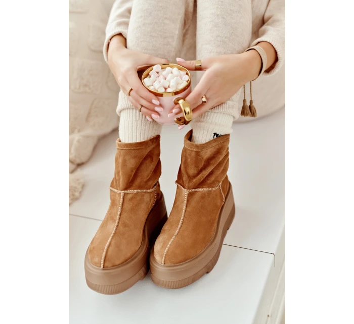 Kožené dámské boty na masivní podrážce Camel model 21644292 - Zazoo