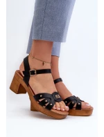 Dámské sandály na podpatku z eko kůže černé Assames Dámské sandály na podpatku z eko kůže černé Assames