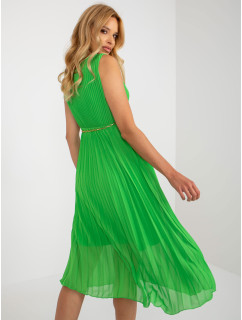 Světle zelené midi šaty s psaníčkovým výstřihem