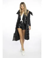 Dlouhá černá dámská bunda s kapucí model 21247122 - Ann Gissy