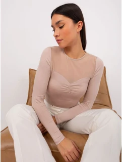 Béžová základní halenka se síťovinou BASIC FEEL GOOD (RV-BZ-9202.10X)