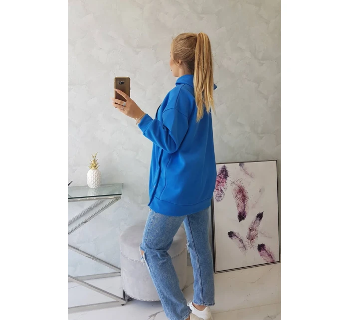 Zateplená mikina s chrpově modrými patentkami