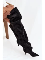 Nazouvací dámské kozačky na jehlovém podpatku černé model 21713418 - Boto