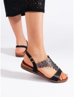 Moderní černé sandály dámské na plochém podpatku Moderní černé sandály dámské na plochém podpatku