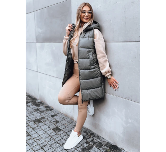 Dámská dlouhá prošívaná vesta FAR AWAY tmavě šedá FashionStreet TY3832