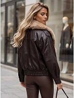 Kurtka damska skórzana zimowa z futerkiem brązowa FashionStreet TY6028 Kurtka damska skórzana zimowa z futerkiem brązowa FashionStreet TY6028