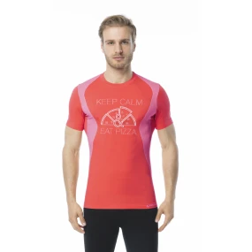 Pánské funkční tričko s krátkým rukávem IRON-IC - Keep Calm & Eat Pizza - červená Barva: Červená, Velikost: