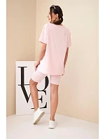 Dámský bavlněný komplet s krátkým rukávem a šortkami žlutý